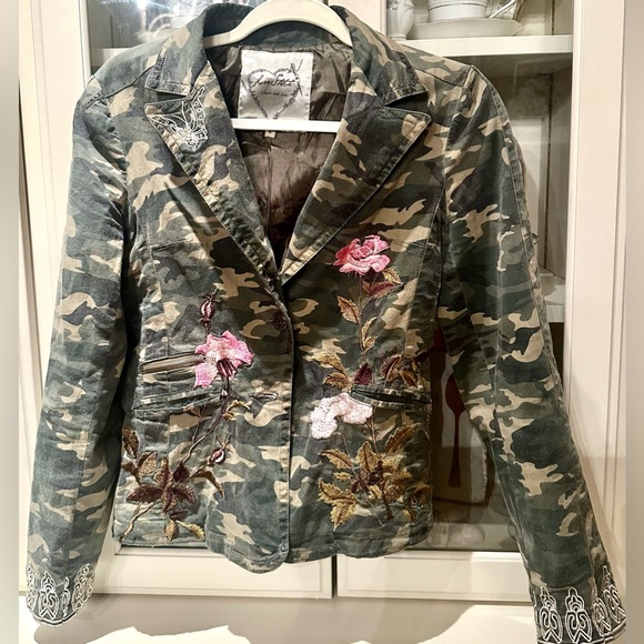 EUC Love Stitch Lined Camouflage Jacket/Blazer with embroidered design. Sz Small - Picture 7 of 16